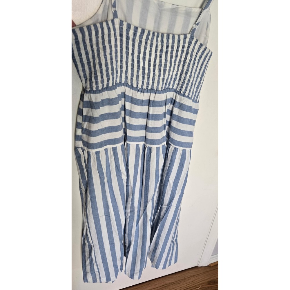 Universal Thread Blue White Striped Tiered Midi Dress‎ Smocked Back XL NWT - Picture 3 of 9